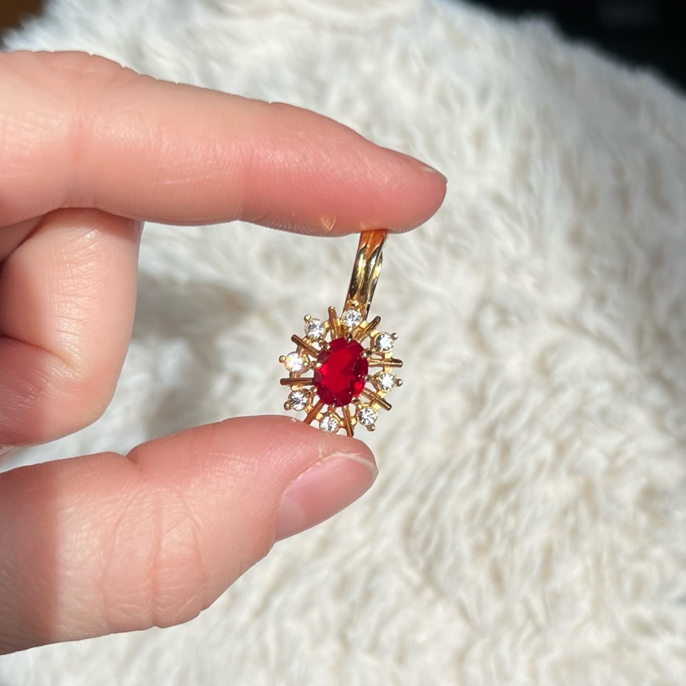 Gold Pendant With Red Stone